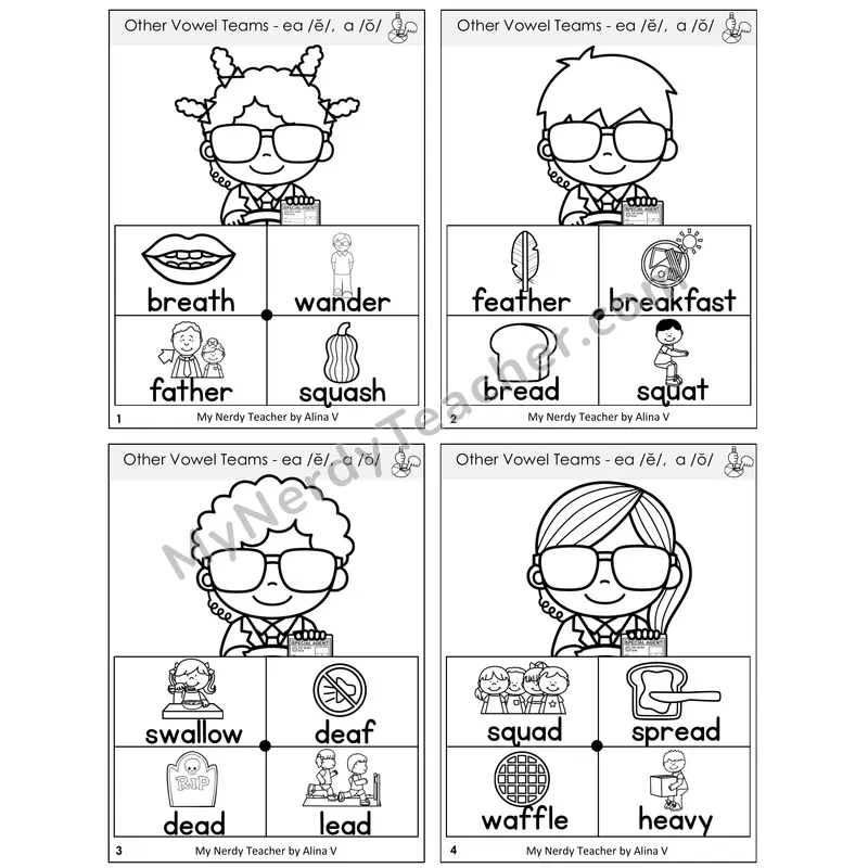 EA (short e) and A (short o) Word Spinners Task Cards — Decodable Sentences