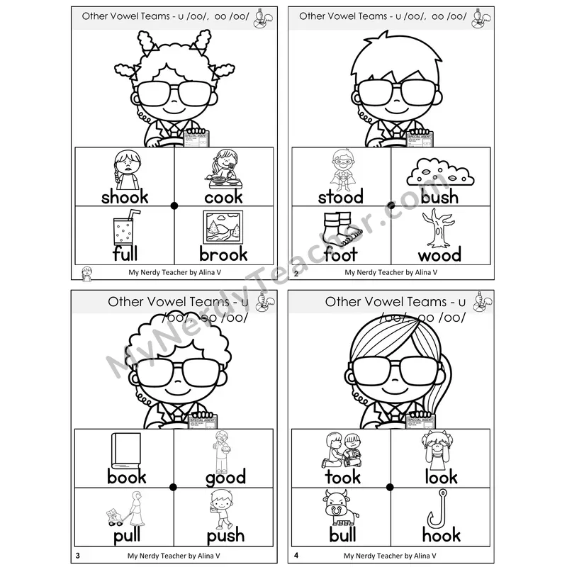 Short OO and U (/oo/) Word Spinners Task Cards — Decodable Sentences