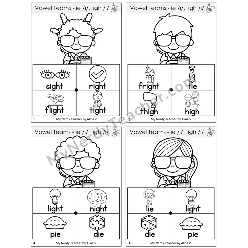 Long I Vowel Teams (ie, igh) Word Spinners Task Cards — Decodable Sentences