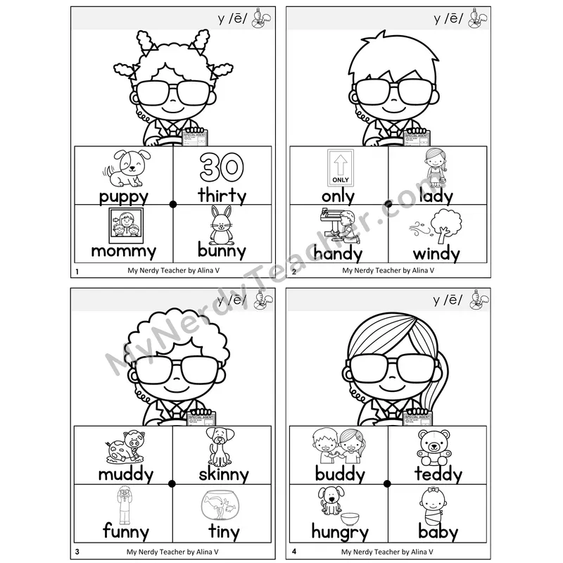Y as Long E Word Spinners Task Cards — Decodable Sentences
