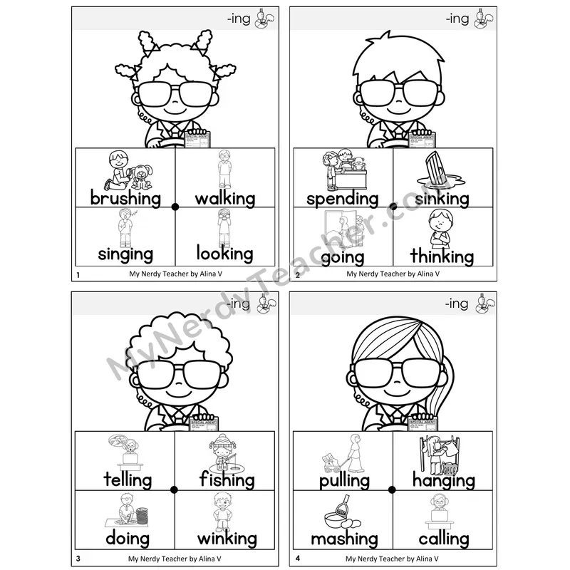 Suffix -ing Word Spinners Task Cards — Decodable Sentences