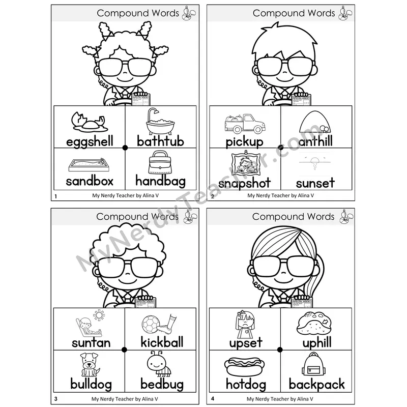 Compound Words Word Spinners Task Cards — Decodable Sentences