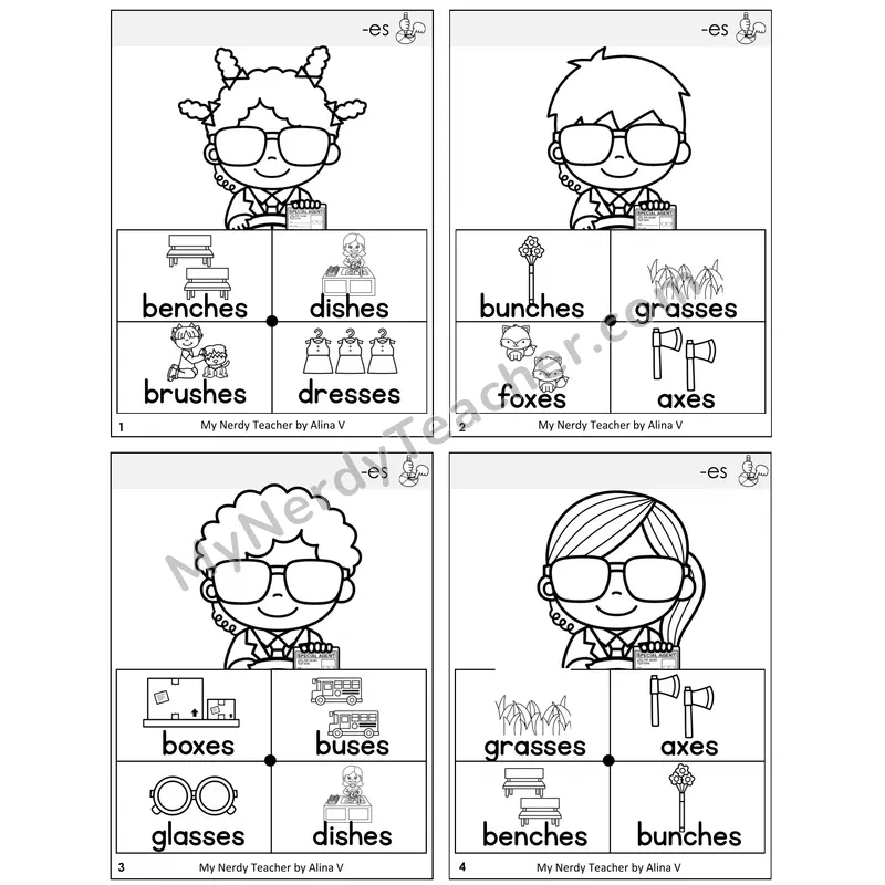 Suffix -es (Inflectional) Word Spinners Task Cards — Decodable Sentences