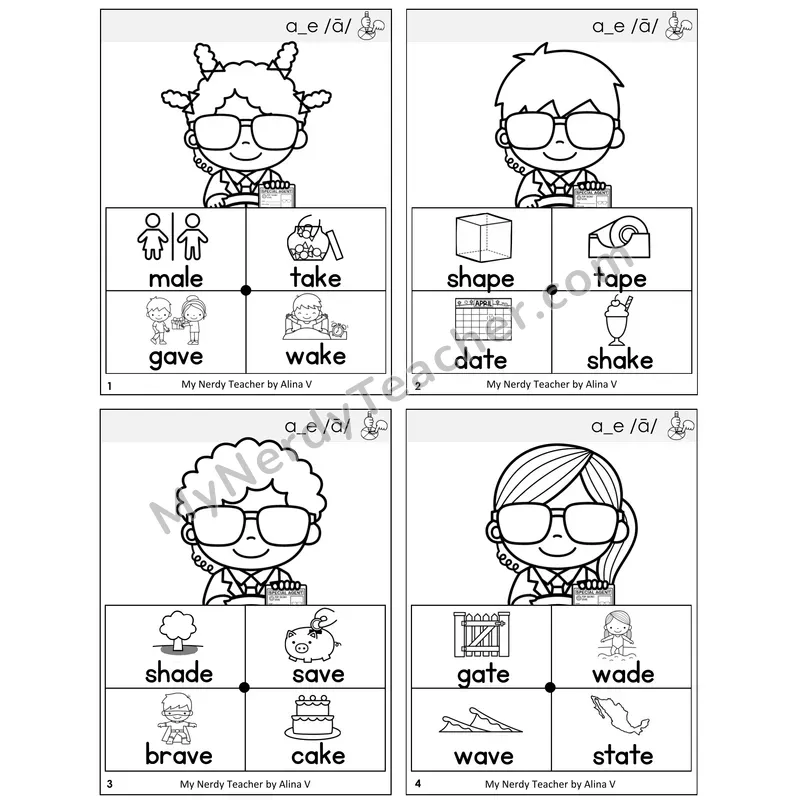 Long A VCe (a_e) Word Spinners Task Cards — Decodable Sentences