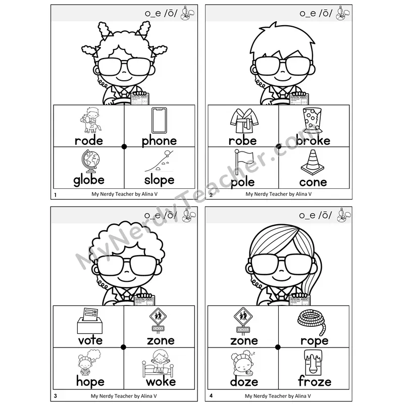 Long O VCe (o_e) Word Spinners Task Cards — Decodable Sentences