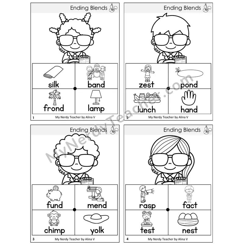 Ending Blends Word Spinners Task Cards — Decodable Sentences