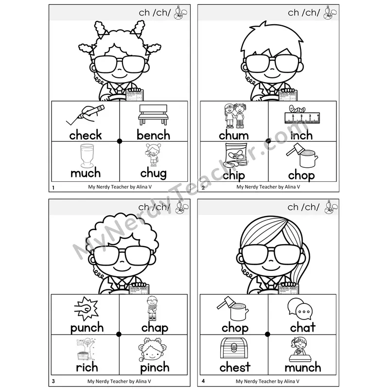 CH Digraph Word Spinners Task Cards — Decodable Sentences