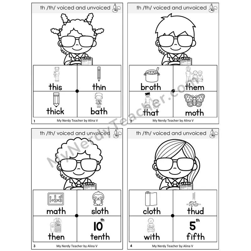 TH Digraph (Voiced + Unvoiced) Word Spinners Task Cards — Decodable Sentences