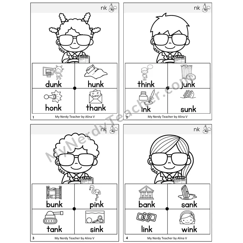 NK Digraph Word Spinners Task Cards — Decodable Sentences