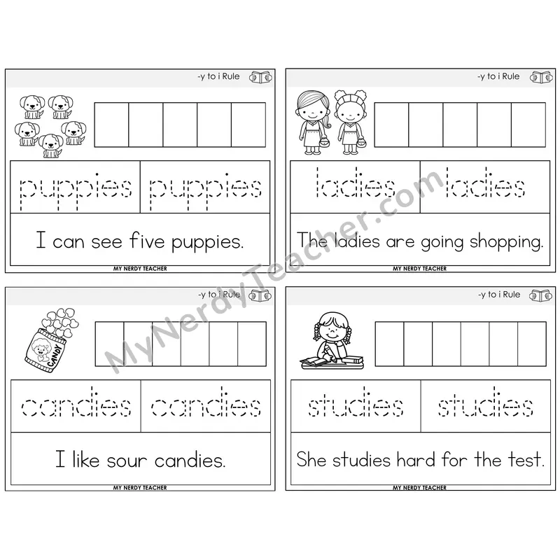 Y to I Rule Graph Trace Read Task Cards — Decodable Sentences