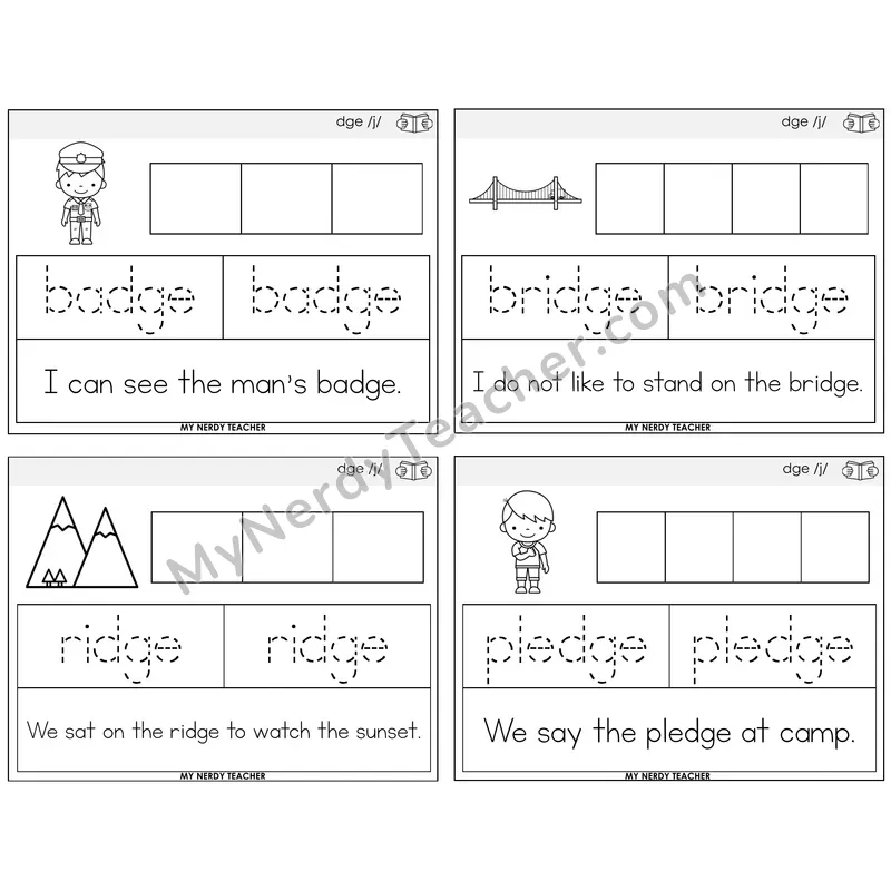 DGE Trigraph Graph Trace Read Task Cards — Decodable Sentences