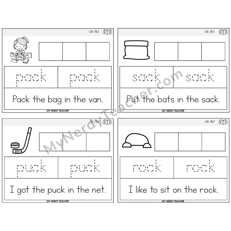 CK Digraph Graph Trace Read Task Cards — Decodable Sentences