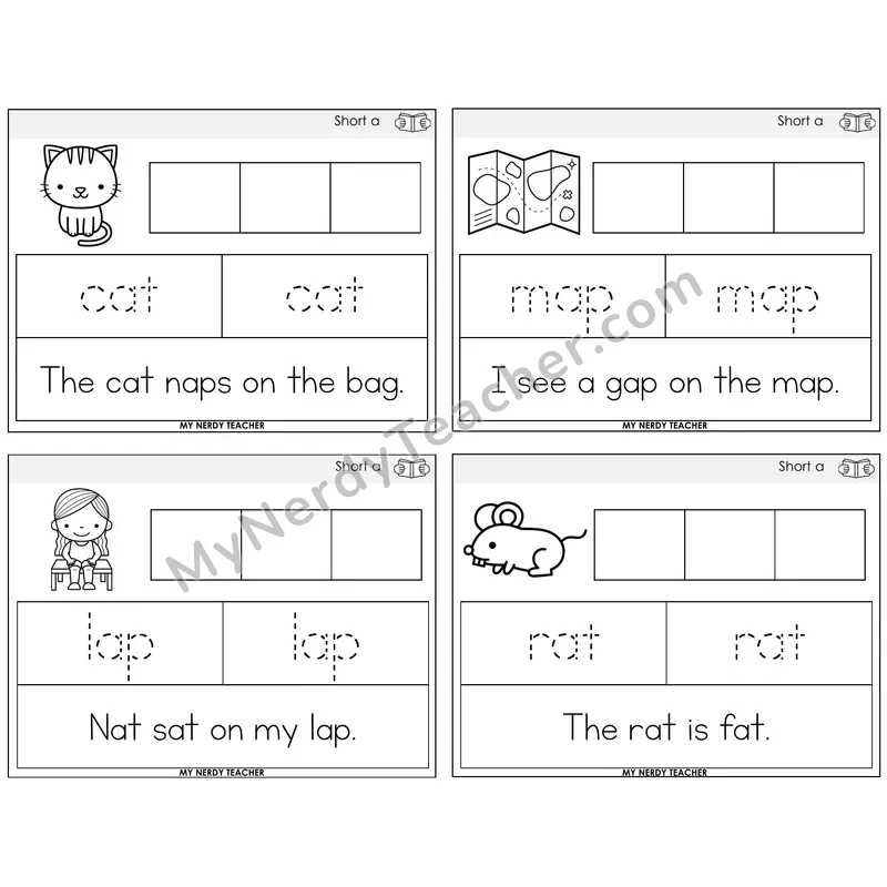 Short A Graph Trace Read Task Cards — Decodable Sentences