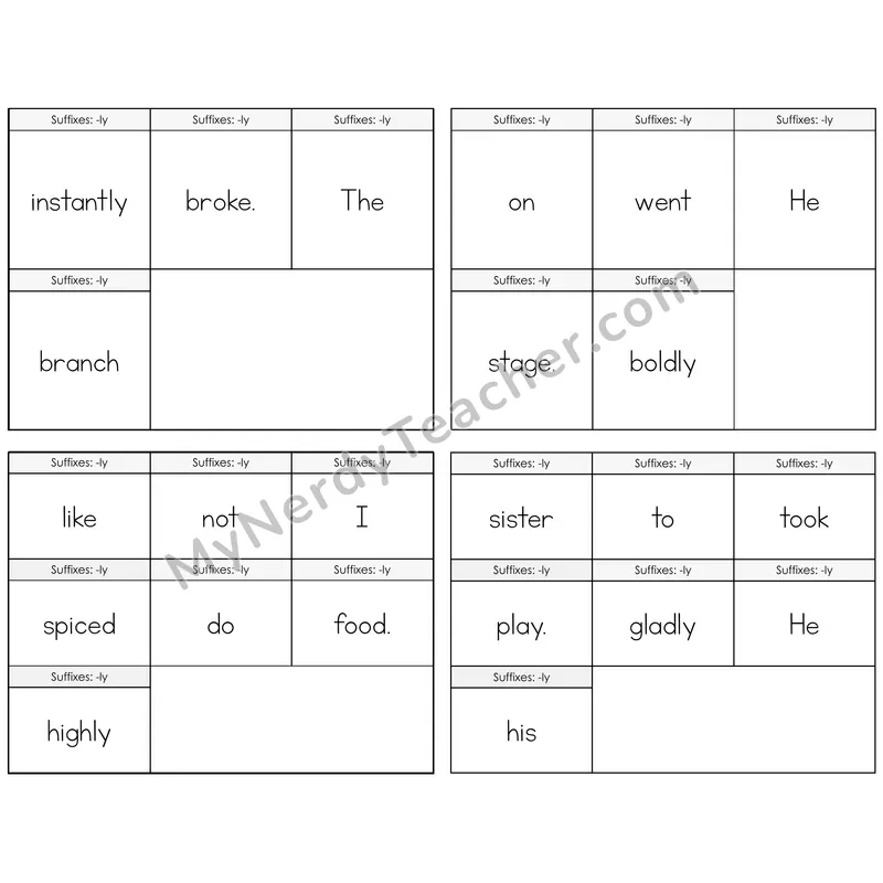 Suffix -ly Build the Sentence Task Cards — Decodable Sentences