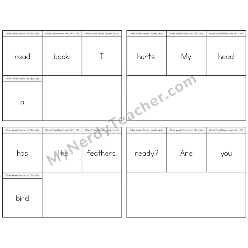 EA (short e) and A (short o) Build the Sentence Task Cards — Decodable Sentences