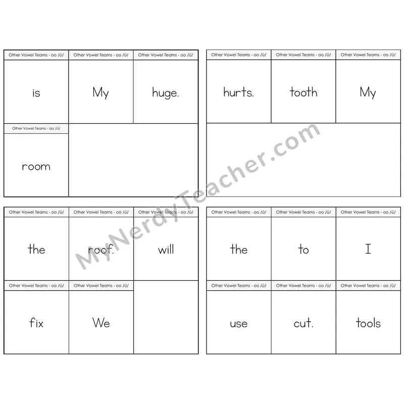 Long OO (/ū/) Build the Sentence Task Cards — Decodable Sentences