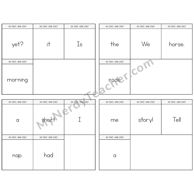 R-Controlled OR and ORE Build the Sentence Task Cards — Decodable Sentences