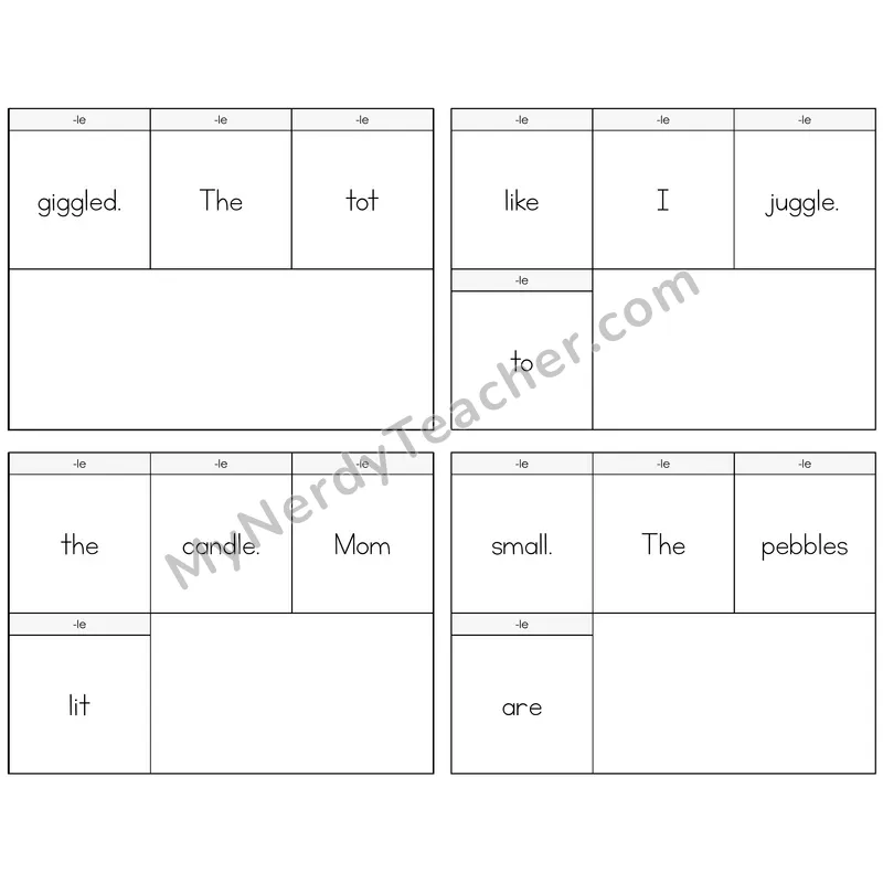 Consonant -le Build the Sentence Task Cards — Decodable Sentences
