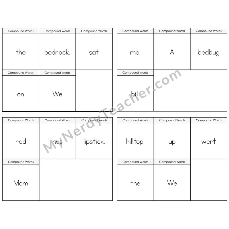 Compound Words Build the Sentence Task Cards — Decodable Sentences