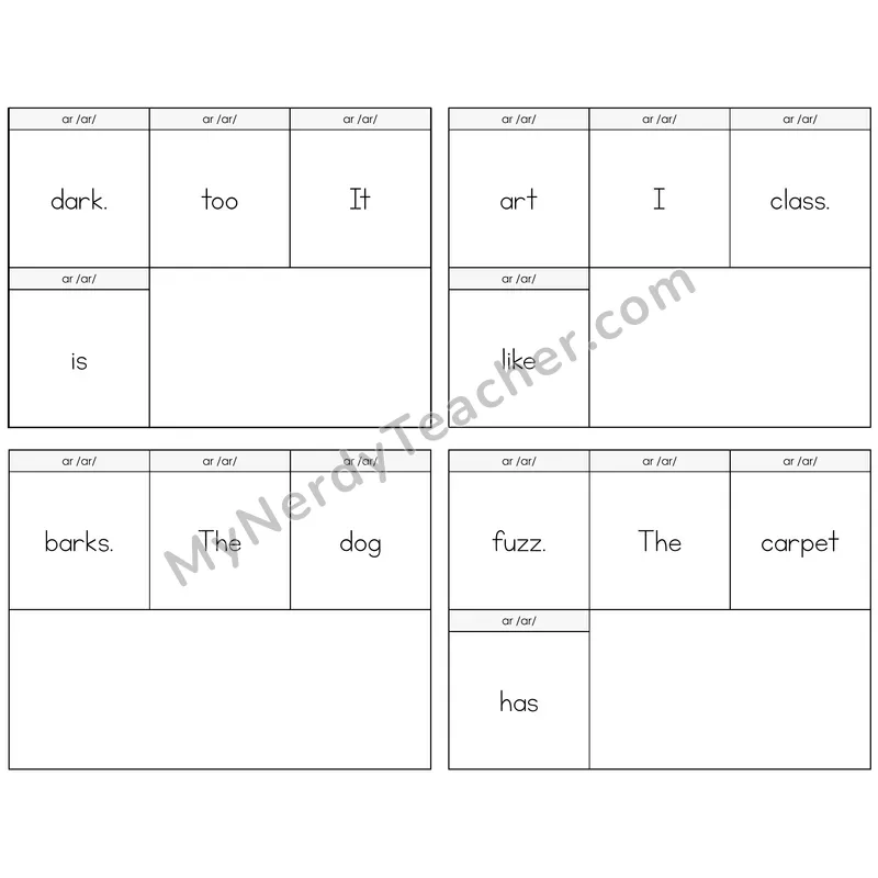 R-Controlled AR Build the Sentence Task Cards — Decodable Sentences