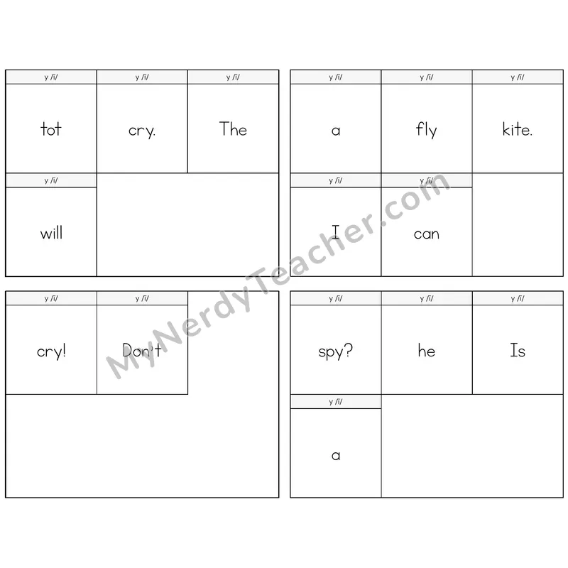 Y as Long I Build the Sentence Task Cards — Decodable Sentences