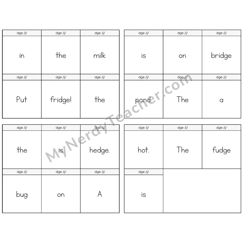DGE Trigraph Build the Sentence Task Cards — Decodable Sentences