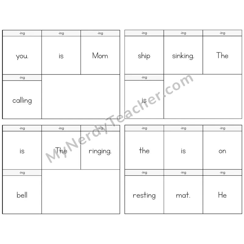 Suffix -ing Build the Sentence Task Cards — Decodable Sentences