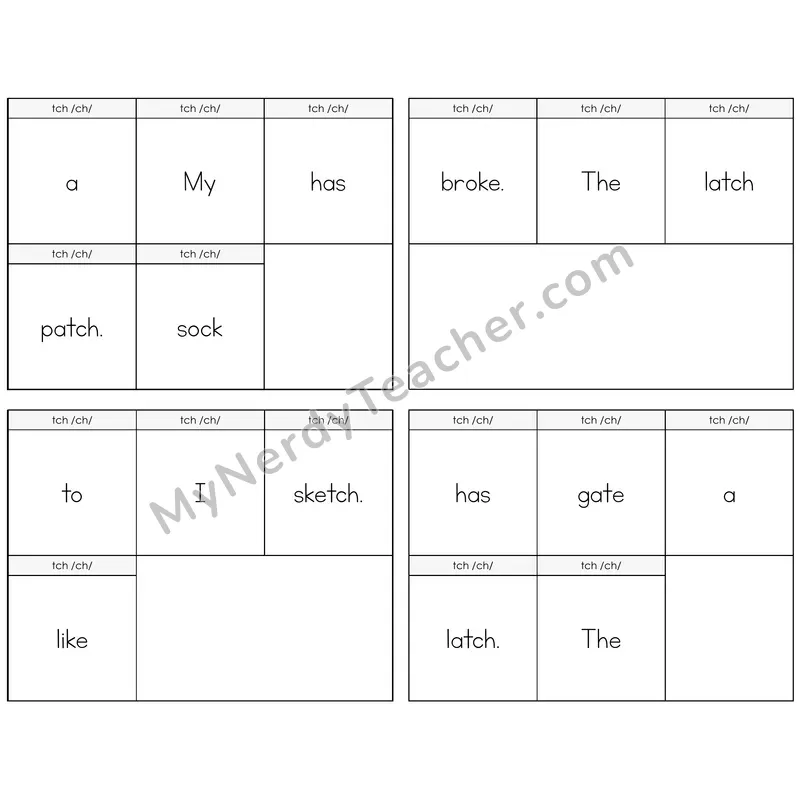 TCH Trigraph Build the Sentence Task Cards — Decodable Sentences
