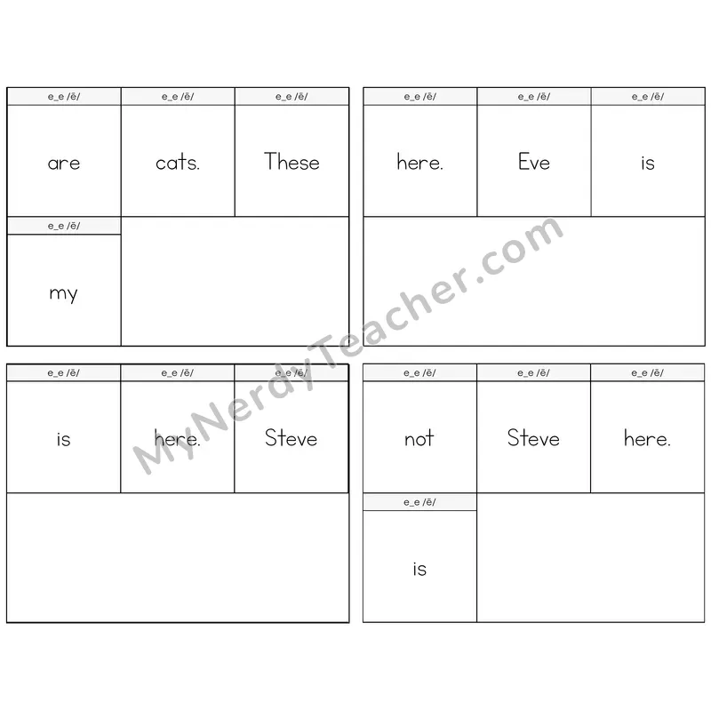 Long E VCe (e_e) Build the Sentence Task Cards — Decodable Sentences