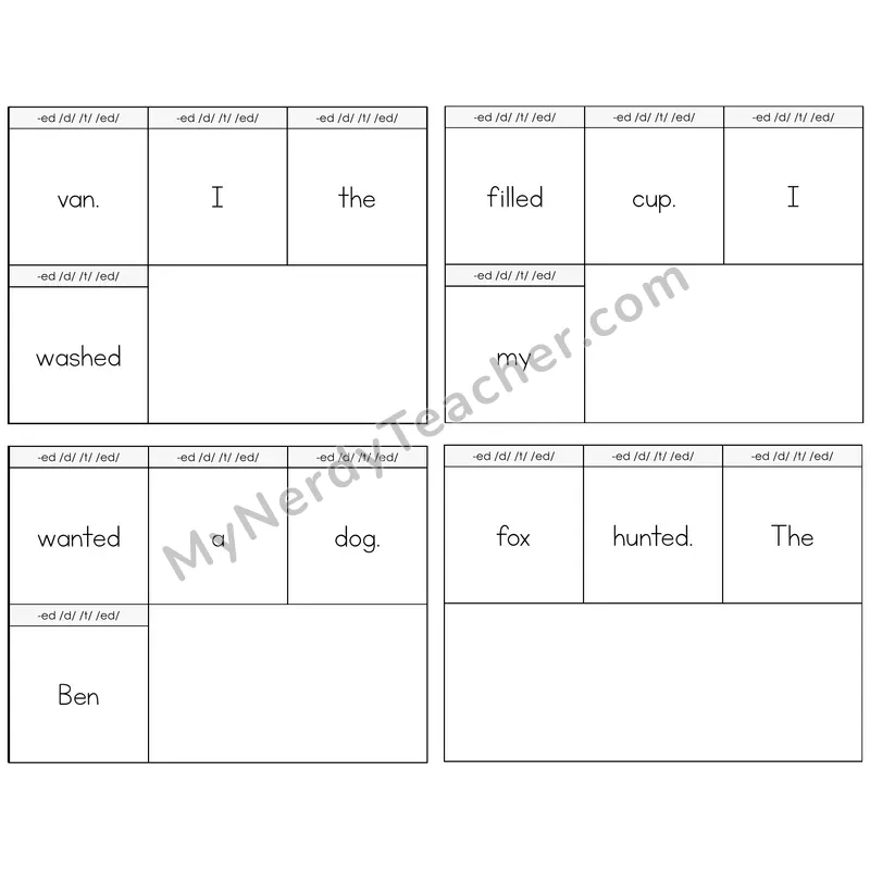 Suffix -ed Build the Sentence Task Cards — Decodable Sentences