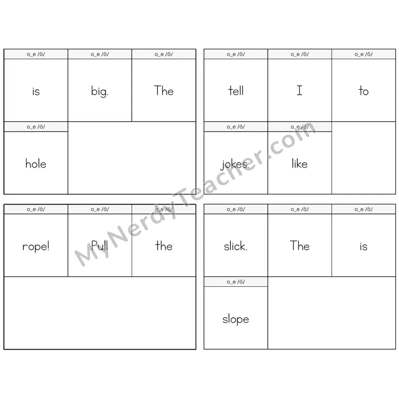 Long O VCe (o_e) Build the Sentence Task Cards — Decodable Sentences