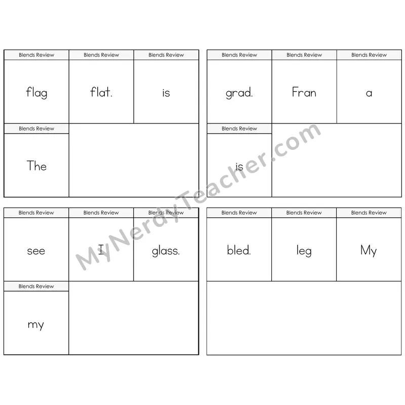 Blends Review Build the Sentence Task Cards — Decodable Sentences