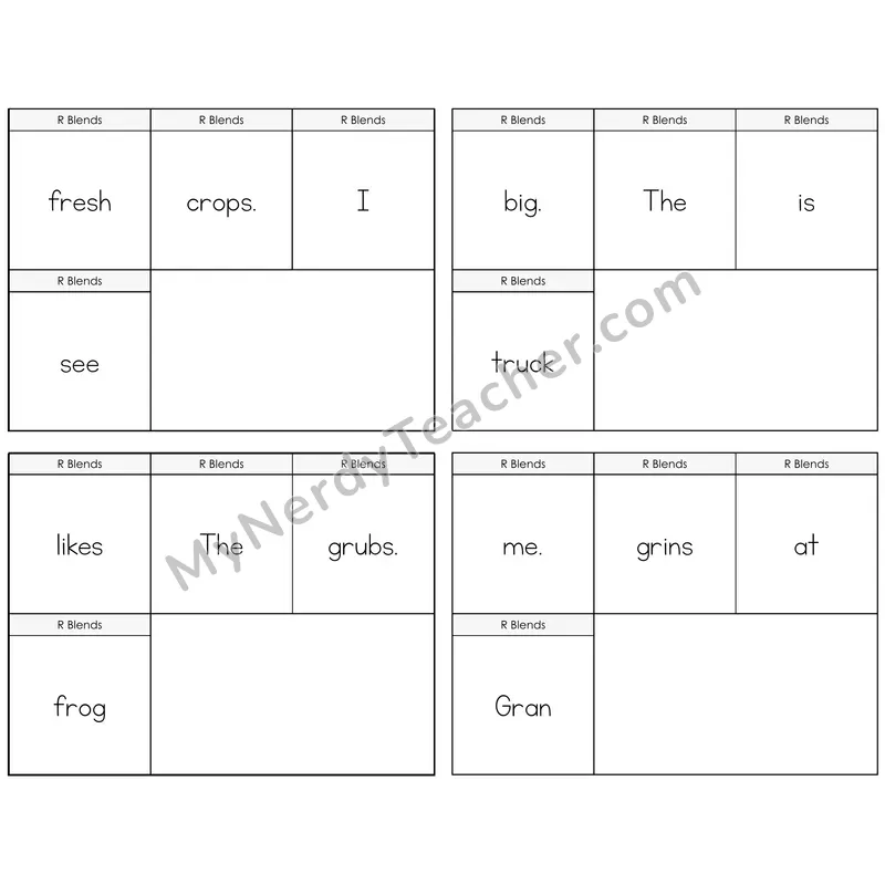 R Blends Build the Sentence Task Cards — Decodable Sentences