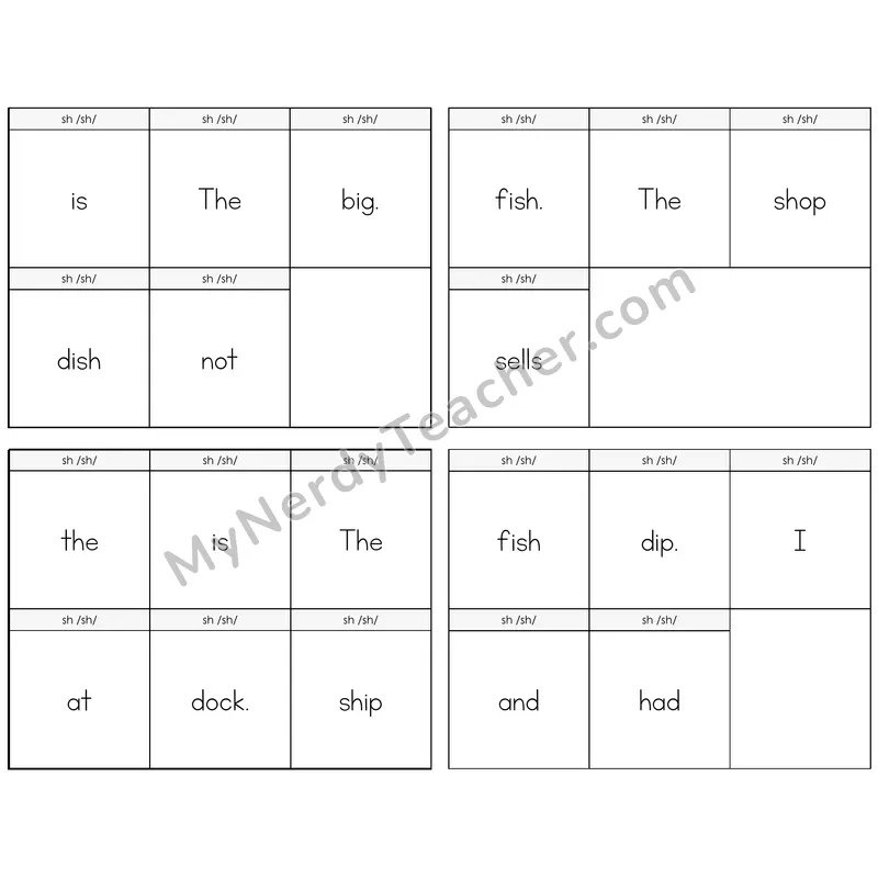 SH Digraph Build the Sentence Task Cards — Decodable Sentences