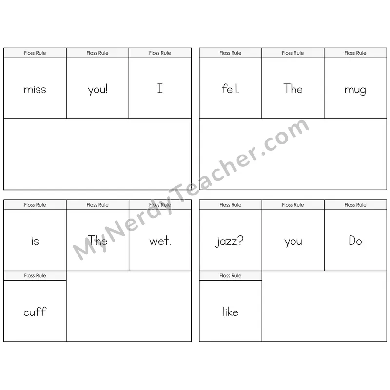 Floss Rule (ff, ll, ss, zz) Build the Sentence Task Cards — Decodable Sentences