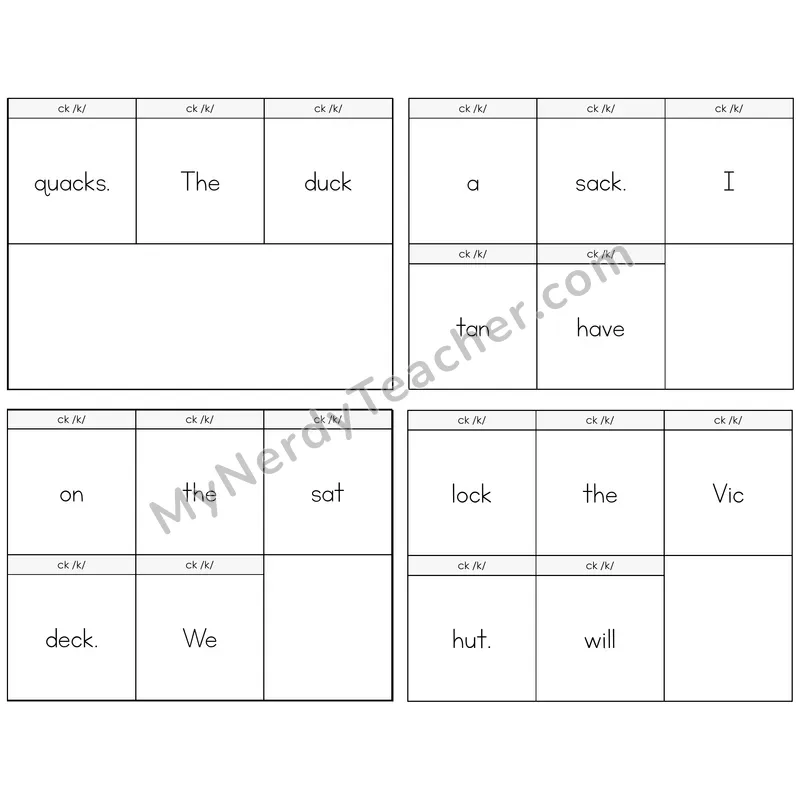 CK Digraph Build the Sentence Task Cards — Decodable Sentences