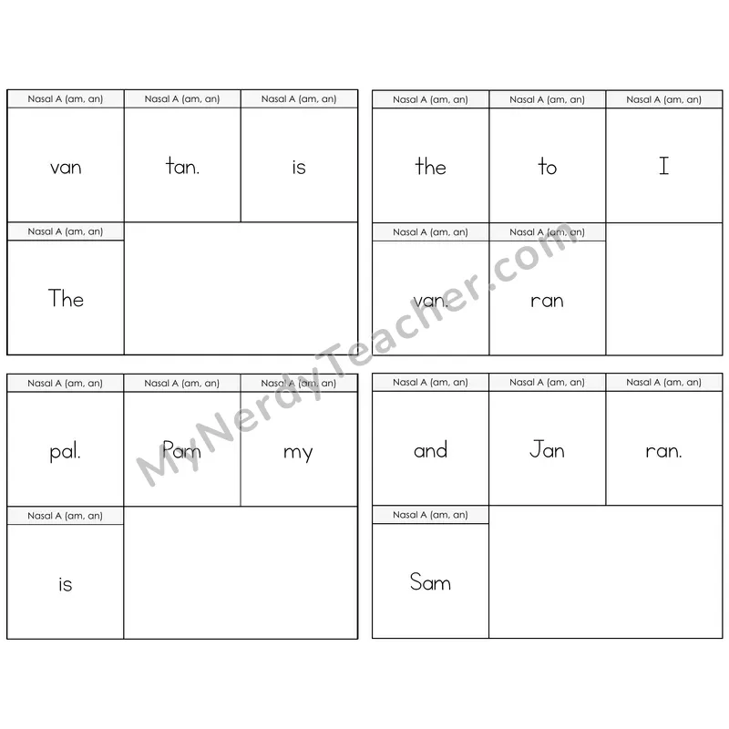 Nasalized A (am, an) Build the Sentence Task Cards — Decodable Sentences