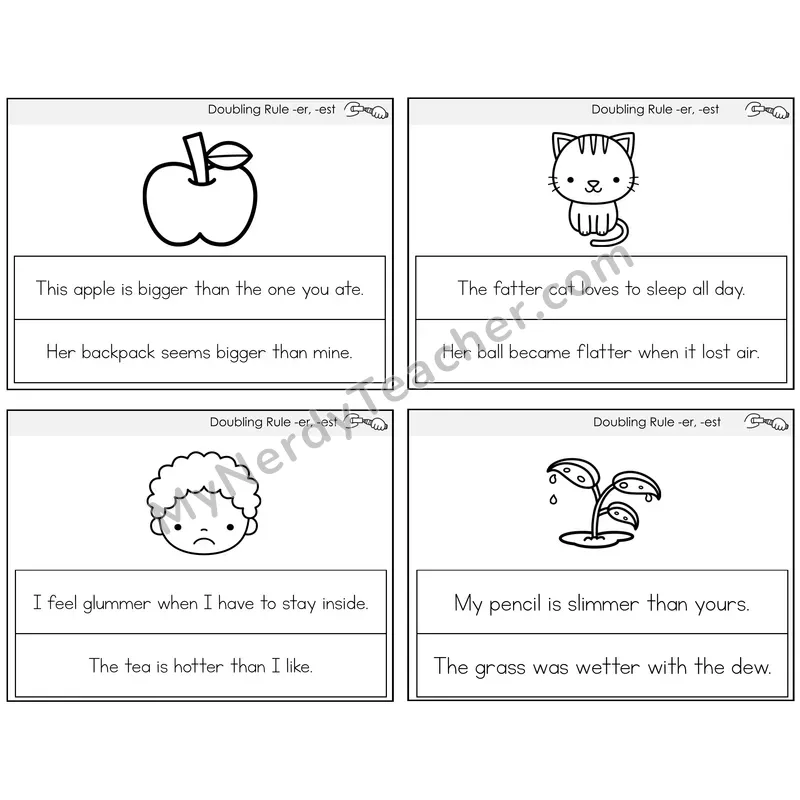Doubling Rule -er, -est Circle the Sentence Task Cards — Decodable Sentences