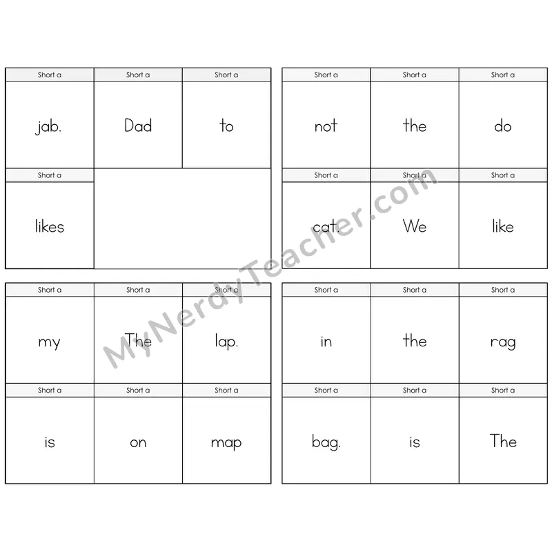 Short A Build the Sentence Task Cards — Decodable Sentences