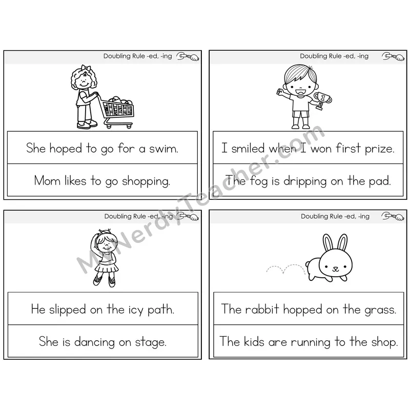 Doubling Rule -ed, -ing Circle the Sentence Task Cards — Decodable Sentences
