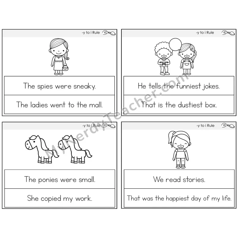 Y to I Rule Circle the Sentence Task Cards — Decodable Sentences