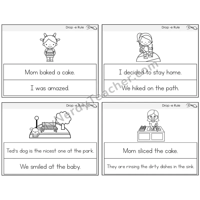 Drop -e Rule Circle the Sentence Task Cards — Decodable Sentences