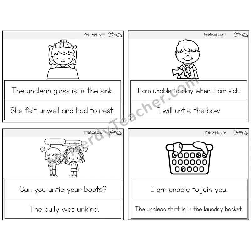 Prefix un- Circle the Sentence Task Cards — Decodable Sentences