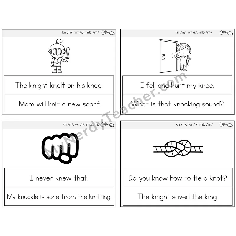 Silent Letters (kn, wr, mb) Circle the Sentence Task Cards — Decodable Sentences