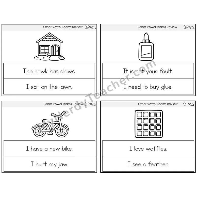 Other Vowel Teams Review Circle the Sentence Task Cards — Decodable Sentences