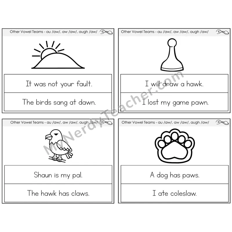 AU, AW, AUGH (/aw/) Circle the Sentence Task Cards — Decodable Sentences
