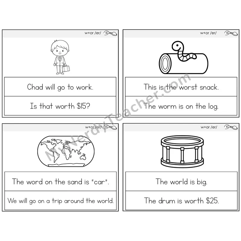 W+OR spelling /er/ Circle the Sentence Task Cards — Decodable Sentences