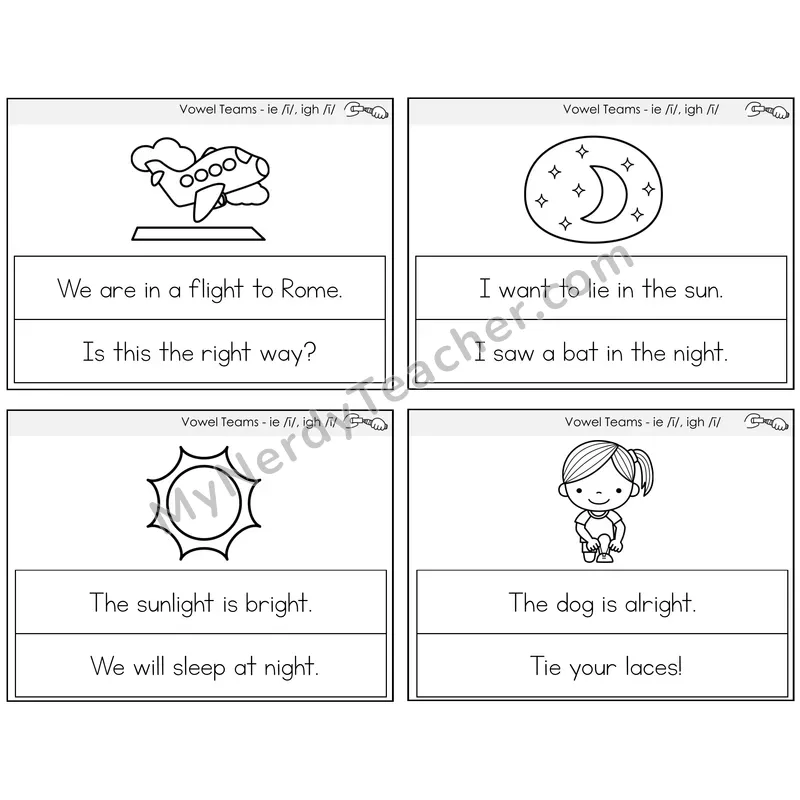 Long I Vowel Teams (ie, igh) Circle the Sentence Task Cards — Decodable Sentences