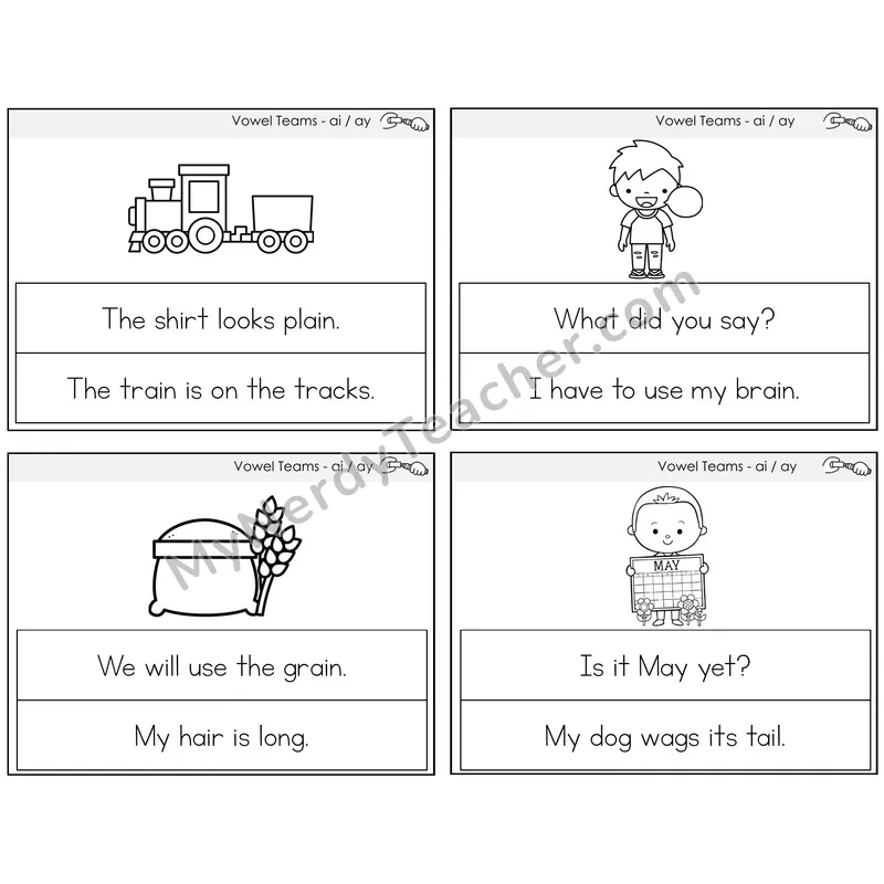 Long A Vowel Teams (ai, ay) Circle the Sentence Task Cards — Decodable Sentences