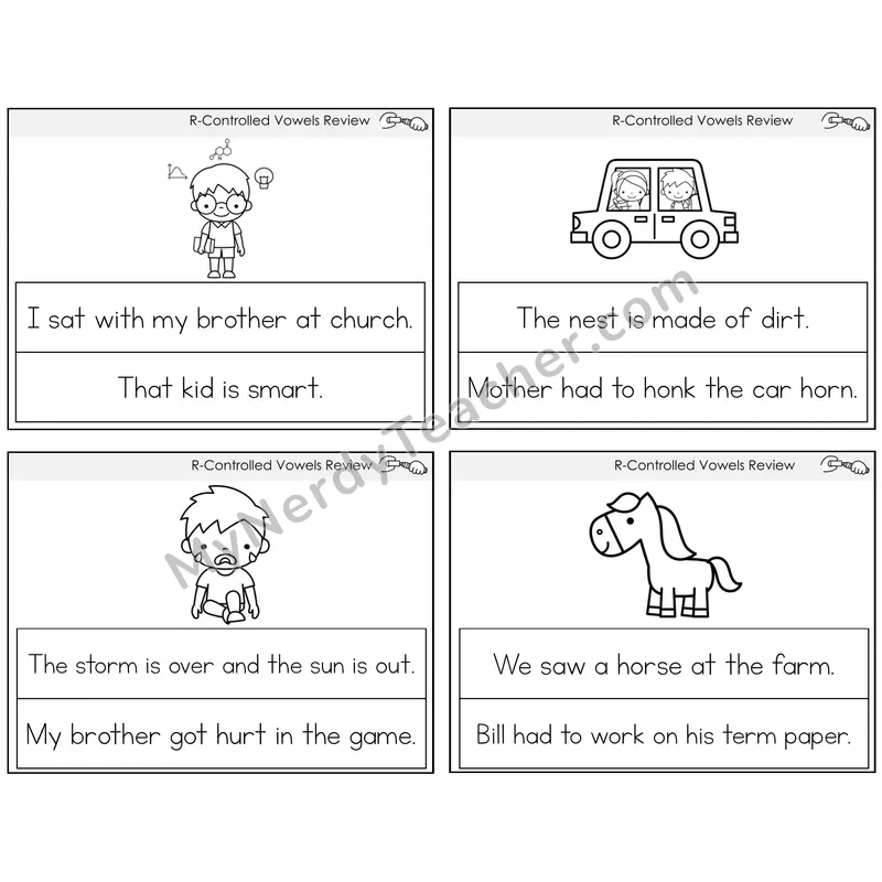 R-Controlled Vowels Review Circle the Sentence Task Cards — Decodable Sentences